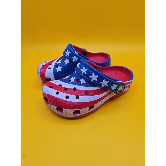 CROCS Other - Crocs Toddlers Size C8 Classic American Flag Clogs USA Patriotic 4th Of July